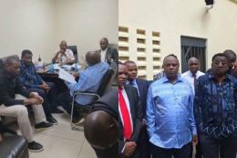 Collage photo of Senator Godfrey Osotsi and Governor James Orengo at the Bunge Police Station.